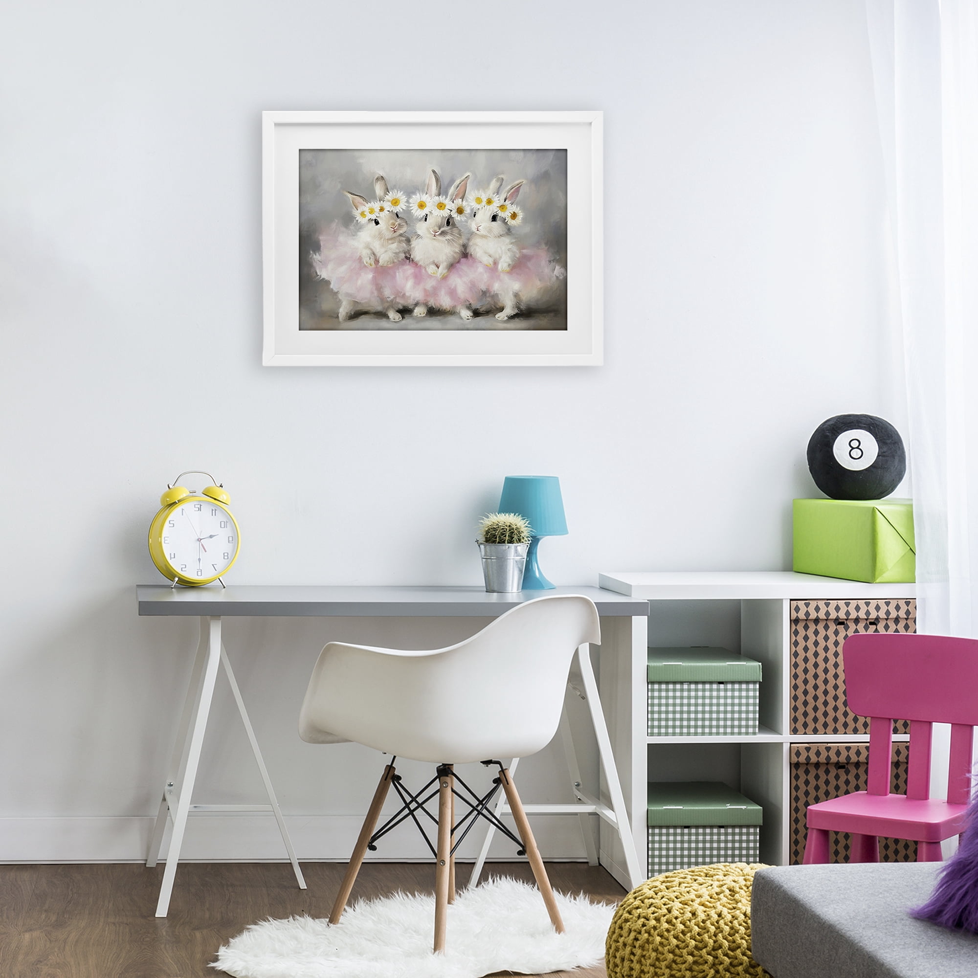 Stupell Industries Dancing Bunnies in Tutus White Framed Print Under Glass, design by Tina LeCour