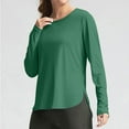thumbnail image 5 of WTOBBY Women's Round Neck Loose Fit Sun Shirt - Long Sleeve UPF 50+ Athletic Top for Outdoor Sports, Casual Wear, Summer Activities and Exercise ,Green L, 5 of 5