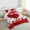 thumbnail image 3 of jejeloiu Cute Cartoon Loves Queen Comforter Set,Flower Heart Bedding Sets,Happy Valentine'S Day Bedding Comforter Set For Girls Teens,Breathable Home Decor Reversible,3 Pieces, 3 of 8