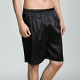 thumbnail image 3 of Defitshape Men's Satin Sleep Shorts Boxers Underwea Pj Pajama Bottom Casual Nightwear Bunched Loungewear Cool Summer Elastic Black Medium, 3 of 5