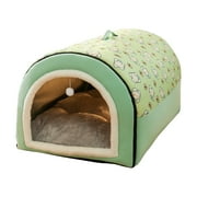 Dvkptbk Dog Bed House 2 Ways to Use Indoor Dog House for Cats and Small Dogs with Mat Removable and Washable Cover House and Non-Slip Bottom