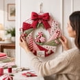 thumbnail image 4 of DIY Patchwork Wreath Kit, Candy Christmas Quilted Wall Decor Craft, 9.84 in Creative Seasonal Door Hanging Project for Adults, 4 of 4