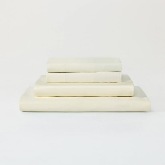 Sijo AiryWeight Tencel Sheet Set, 100% Lyocell Derived from Eucalyptus, Buttery Soft, Architectural Digest 2022 Best Cooling Sheets Winner - 2pc - 1 Pillowcase 1 Fitted (Cream, Twin)