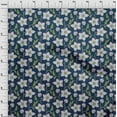 thumbnail image 3 of oneOone Cotton Jersey Royal Blue Fabric Leaves & Flower Floral Craft Projects Decor Fabric Printed By The Yard 58 Inch Wide, 3 of 4