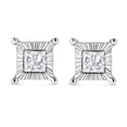 thumbnail image 2 of .925 Sterling Silver 1.0 Cttw Miracle Set Princess-cut Diamond Solitaire Stud Earrings (H-I Color, I2-I3 Clarity), 2 of 8