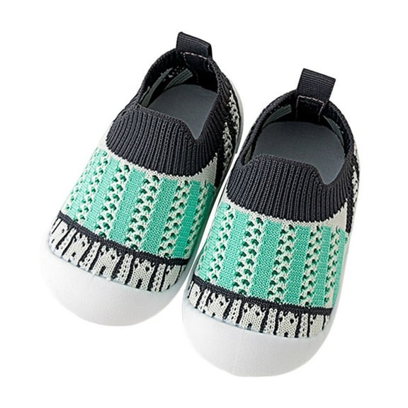 Fesfesfes Baby Spring Indoor Knitted Shoes Size 4.5-10 Patchwork Color Floor Shoes Non-slip Breathable Sweatproof Shoes