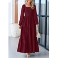 thumbnail image 4 of PRETTYGARDEN Women's Smocked Spring Maxi Dress Casual Fall Long Sleeve Square Neck Tiered A Line Flowy Dresses with Pockets, 4 of 10