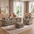 thumbnail image 5 of Bonzy Home Living Room Sofa Set Cloud Couch Sectional with Ottoman Modular Sectional Sofa Entertaining Guests Taupe, 5 of 8