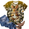 thumbnail image 4 of VKOYWKM Easter Eggs Tshirts for Women Cute Bunny Rabbit Graphic Tees Holiday Crew Neck Short Sleeve Summer T Shirts Easter Tops, 4 of 5