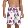 thumbnail image 2 of Kdxio Orchids Flowers Print Mens Sleep Shorts Bottoms Soft Comfy Pajama Wear Pants with Drawstring Pockets, 2 of 7