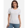 thumbnail image 6 of Womens Scoop Neck T Shirts Basic Ribbed Tees Fitted Tshirt Plain Short Sleeve Tops Casual, 6 of 6