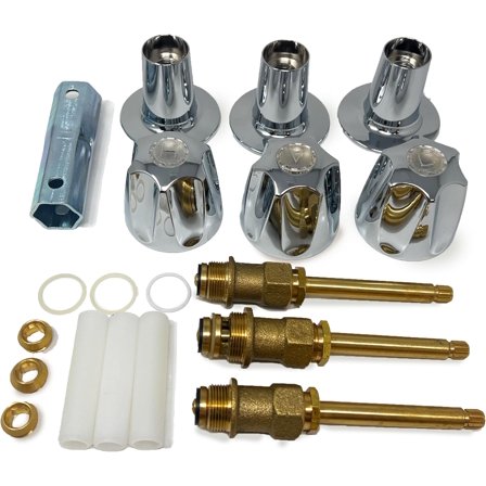 Bathtub and Shower 3-Handle Remodel/Rebuild Trim Kit compatible with Price Pfister Verve Faucets TUB AND SHOWER TRIM KIT 3 Metal Shower Handle, Seat, Washer, Flanges, Nipple Set