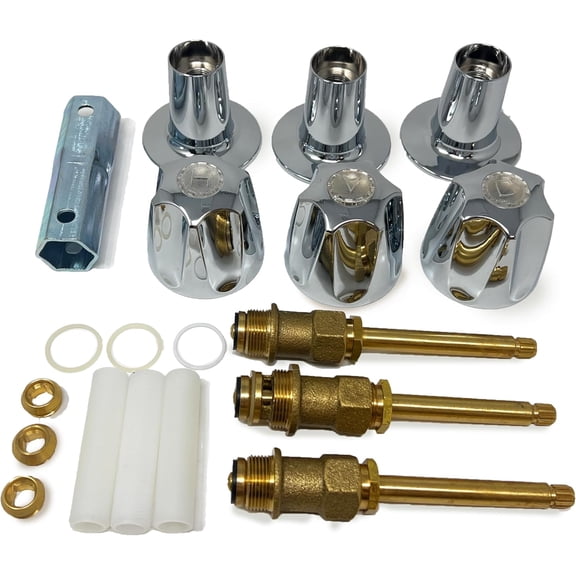 Bathtub and Shower 3-Handle Remodel/Rebuild Trim Kit compatible with Price Pfister Verve Faucets TUB AND SHOWER TRIM KIT 3 Metal Shower Handle, Seat, Washer, Flanges, Nipple Set