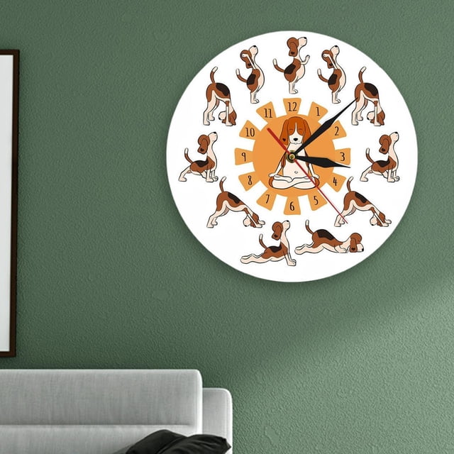Reloj de Pared Macarena Perro Redondo Haciendo Posición de Yoga 30 Cm