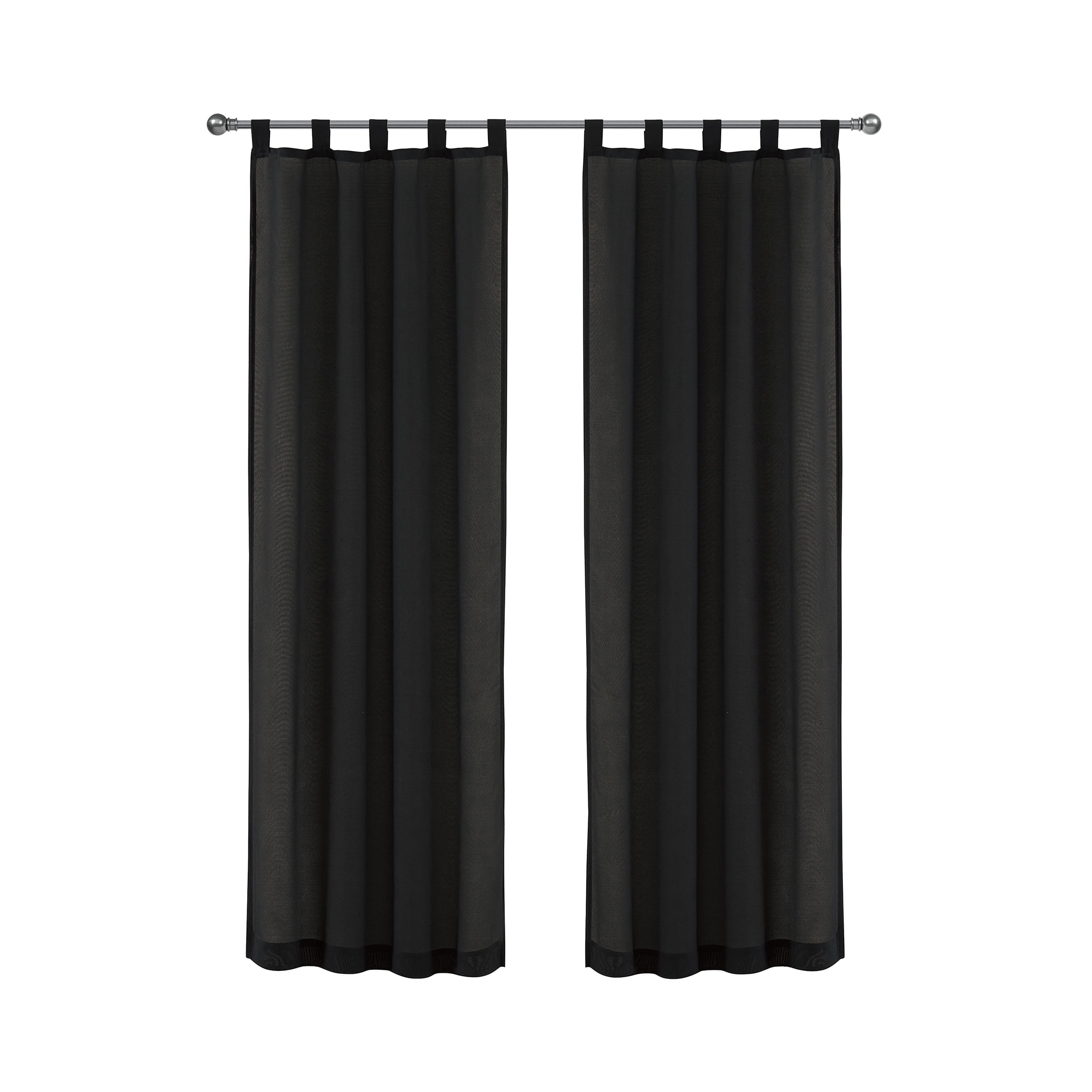 (3 pack) Mainstays Light Filtering Tab Top Curtain Panel Set, Set of 2, Black, 37" W x 95” L