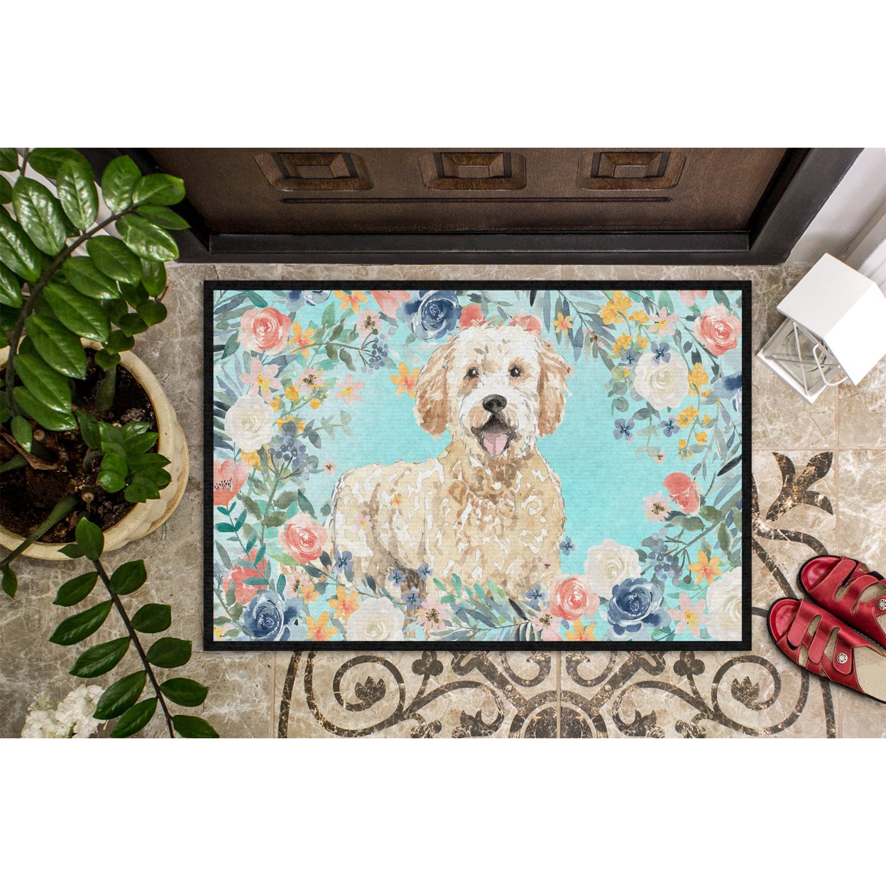 Carolines Treasures CK3426JMAT Goldendoodle Door Mat Indoor Rug or Outdoor Welcome Mat 24x36 Doormat 36"L x 24"W