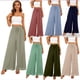 thumbnail image 5 of Pantalones de verano de pierna ancha para mujer, cinturón elástico, pantalones de falda larga de cintura alta y pierna ancha para mujer, 5 of 5