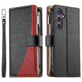 thumbnail image 1 of Funda cartera GANGXUN para Samsung Galaxy S25 , cuero PU con tarjetero, cremallera, correa de mano, soporte y protección 781°, 1 of 6