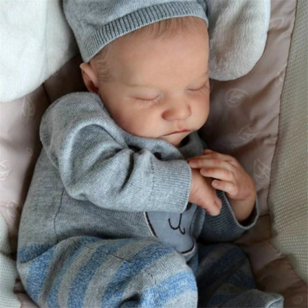 Simulación De Muñeca De Bebé Realista Renacido Niño Realista 19 Pulgadas Reborn Baby Dolls Simulación De Muñeca De Bebé Bebé Recién Nacido Bebé Durmiendo Silicona Suave ANGGREK Simulation Baby Doll