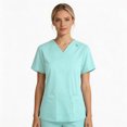 thumbnail image 2 of Women Scrub Tops Classic V-Neck Shirt with Pockets Cozyfit Scrubs for Women Blue Scrub Tops for Women Cozy Fit Womens Scrubs, 2 of 3