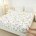 thumbnail image 3 of Manfei Retro Flower Twin Sheet Sets,Rustic Floral Twin Fitted Sheet,Purple White Green Flat Sheet For Men Women,Ultra Soft Home Decor,3 Pieces, 3 of 7