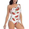 thumbnail image 3 of Goofa Hand Drawn Watermelon Pattern Women's One Piece Swimsuits Tummy Control Bathing Suits Asymmetric One Shoulder Swimwear-X-Large, 3 of 6