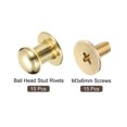 thumbnail image 3 of 6mm Ball Head Stud Rivets Screw Back, 15Pack Round Head Button Nipple Rivet, Light Golden, 3 of 6