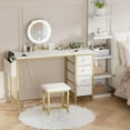 thumbnail image 6 of Gold Vanity Desk with Mirror and Light- Makeup Vanity Set Table with Chair, Storage, Lighted Mirror, 8 Large Fabric Drawers & Power Outlet, Dressing Table Vanities For Girls Bedroom, 6 of 7