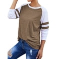 thumbnail image 4 of Nlife Women Stripe Stitching Long Sleeve Colorblock Pullover Shirt, 4 of 5