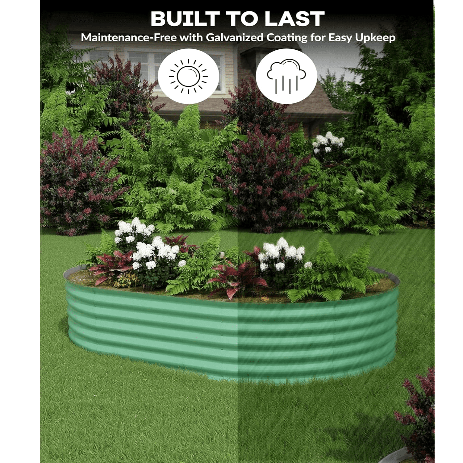 Galvanized Tall Raised Garden Bed Kit, Oval Large Planting Box for Vegetables Flowers