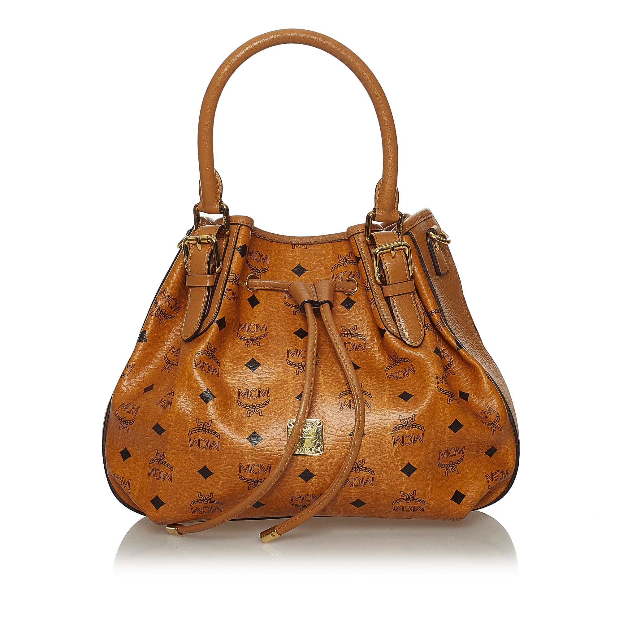 MCM Visetos Satchel Pre-Owned Brown Calf Leather Australia