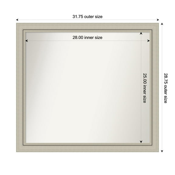 Amanti Art Custom Wall and Bathroom Mirror (28.75 x 31.75 in.), Romano Silver Narrow Frame