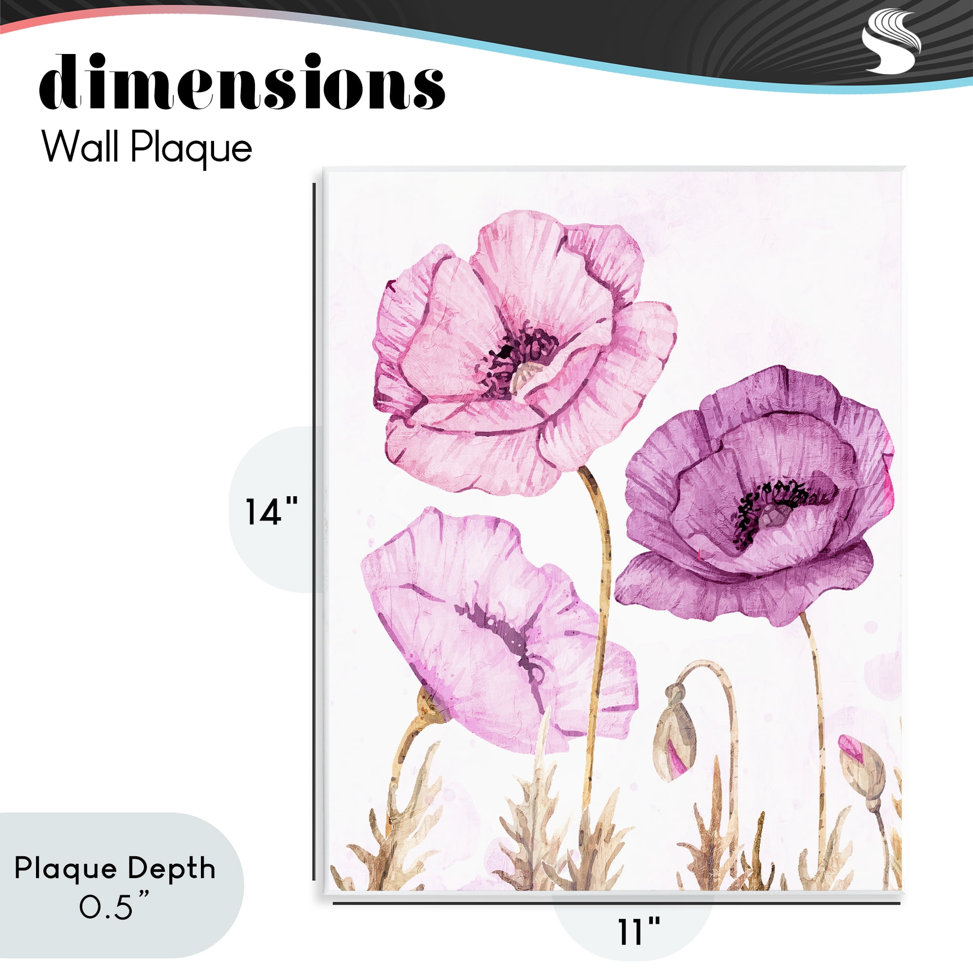 Stupell Industries Bright Poppies in Purple Wall Plaque Art, design by Kim Allen