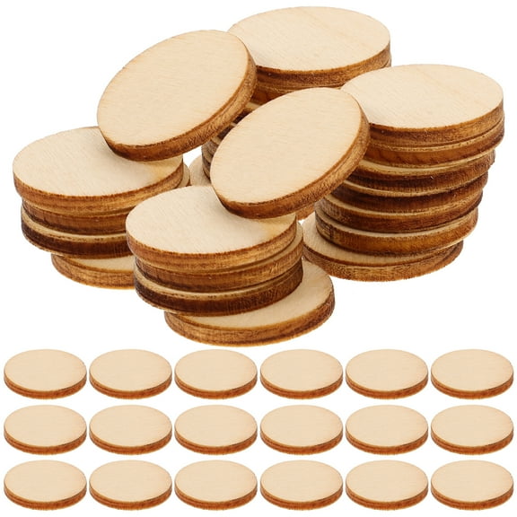 200pcs Blank Wooden Pieces Unfinished Cutouts Wooden Round Slices DIY Crafts