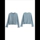 thumbnail image 3 of Suéter Tipo Cárdigan Corto para Mujer, Moderno, con Cuello Redondo, Volantes, Larga, Botones, Prendas de Punto. Azul L, 3 of 6