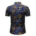 thumbnail image 4 of CEHVOM Cardigan Décontracté pour Homme à Manches Courtes Imprimé, Col Rabattu, T-Shirt Blouse Hauts, 4 of 6