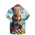 thumbnail image 2 of Yertdoel Mens Button Down Shirt Short Sleeve Lapel Neck Bunny Print Short Sleeve Shirt Loose Comfortable Easter's Day T-Shirts, 2 of 6