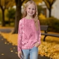 thumbnail image 5 of Drmagiyhm Long Sleeve Shirts for Girls Size 10-12 Basic Shirt Floral Print Tshirt Casual Crewneck Loose Girls Comfy Fall Tops 12-14 Years Pink, 5 of 5