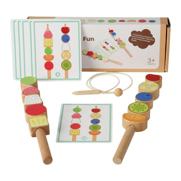 Wooden Beads Mastery Kit Juguete Didáctico para Niños con Cuentas para Apilar Bloques para Clasificar Actividad de Encaje de Formas Entrenamiento