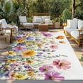 thumbnail image 3 of Fsddascl Pink Spring Floral Outdoor Rug for Patio/Deck/Porch, Non-Slip Large Area Rug 4 x 6 Ft, Pastoral Botanical Watercolor Flowers Indoor Outdoor Rugs Washable Area Rugs, Camping Rug Carpet, 3 of 5