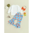 thumbnail image 4 of Cenuakty Girls Halloween 3PCS Pants Sets, Long Sleeve Letter Print Sweatshirt Pumpkin Pie Print Flared Pants Headband Sets, 4 of 9