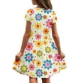 thumbnail image 5 of Uourmeti Hippie Flower Short Sleeve Swing Dress Summer Crew Neck Party Dresses with Pockets Casual Knee A-line Dresses Lightweight Soft Beach Dress for Girls, 5 of 6