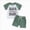 Green, variant on Gerichy Toddler Boys Clothes Baby Boy Outfit Sets Baby Toddler Boys Clothes Set, 0 3 6 12 18 24 Months Short Sleeve Round Neck Letters Print Loose T shirt Drawstring Short Pants Summer Outfits
