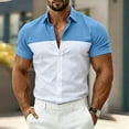 thumbnail image 2 of FRSASU Men's Casual Polo Shirt Short Sleeve Color Block Breathable Summer Golf Work Travel Beach Tops Blue, 2 of 7