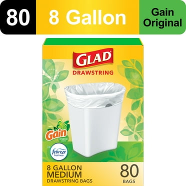 Glad Drawstring Medium Scented Trash Bags, 8 Gallon, 80 Bags