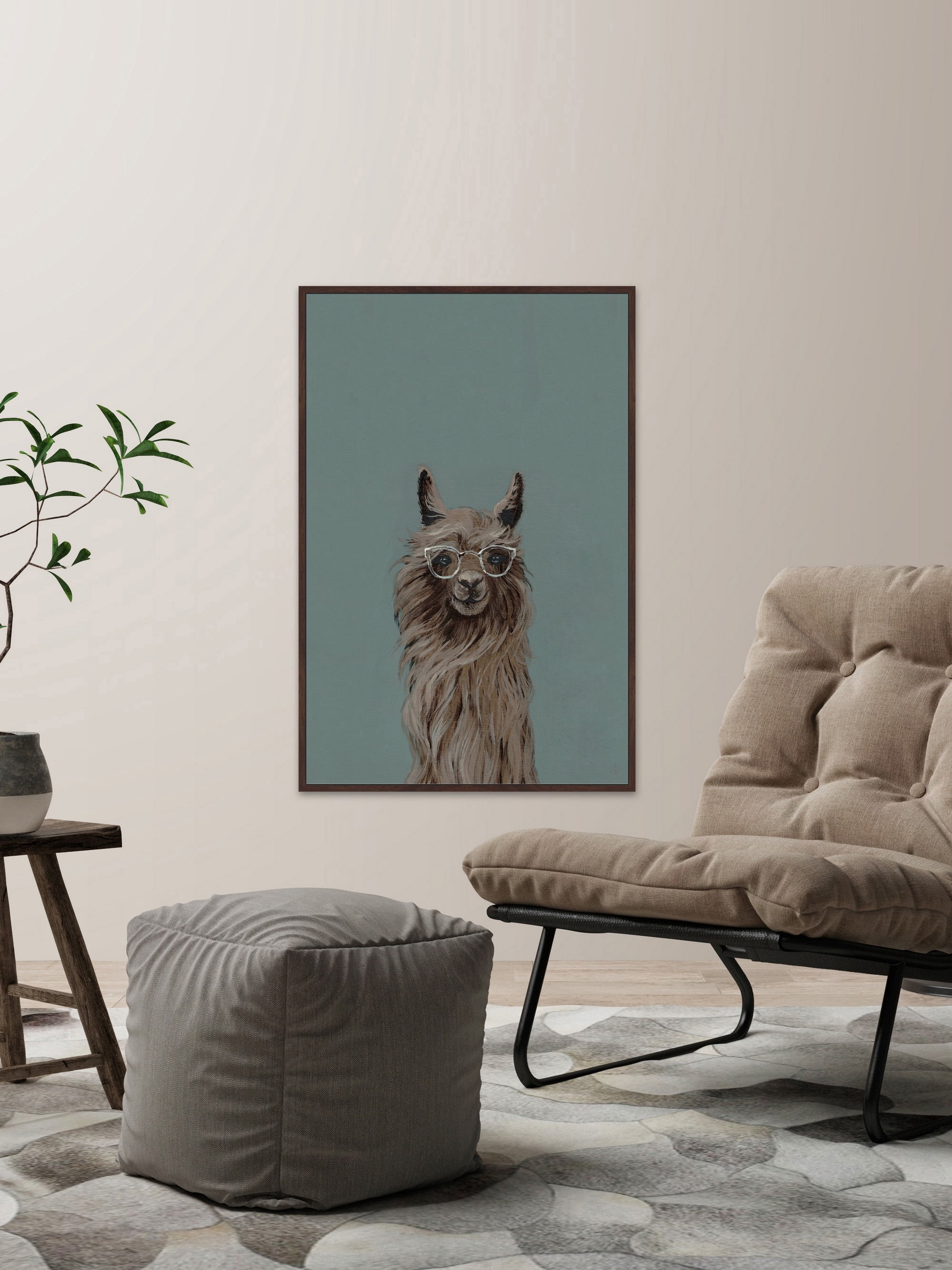 Shaggy Llama II Floater Framed Painting Print on Canvas