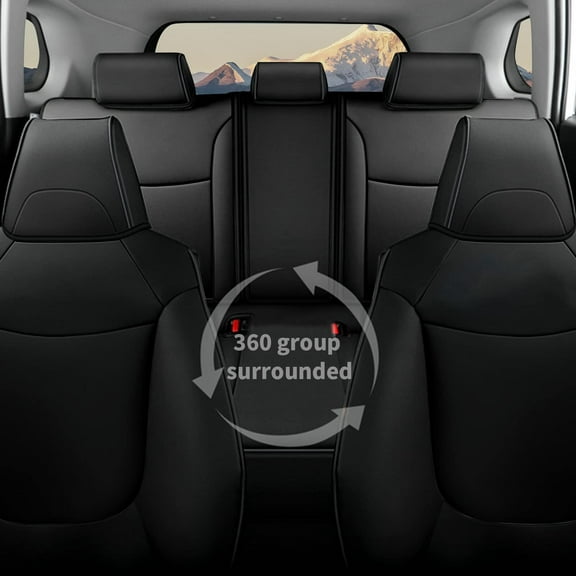 AOMSAZTO Custom Seat Covers Black For Toyota RAV4 2019-2024 Faux Leather Car Seat Covers Full Set Compatible Airbag(Not For RAV4 Hybrid)