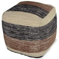 thumbnail image 1 of Steve Silver Jamal Square Handwoven Beige/ Brown/ Black Wool Pouf, 1 of 4