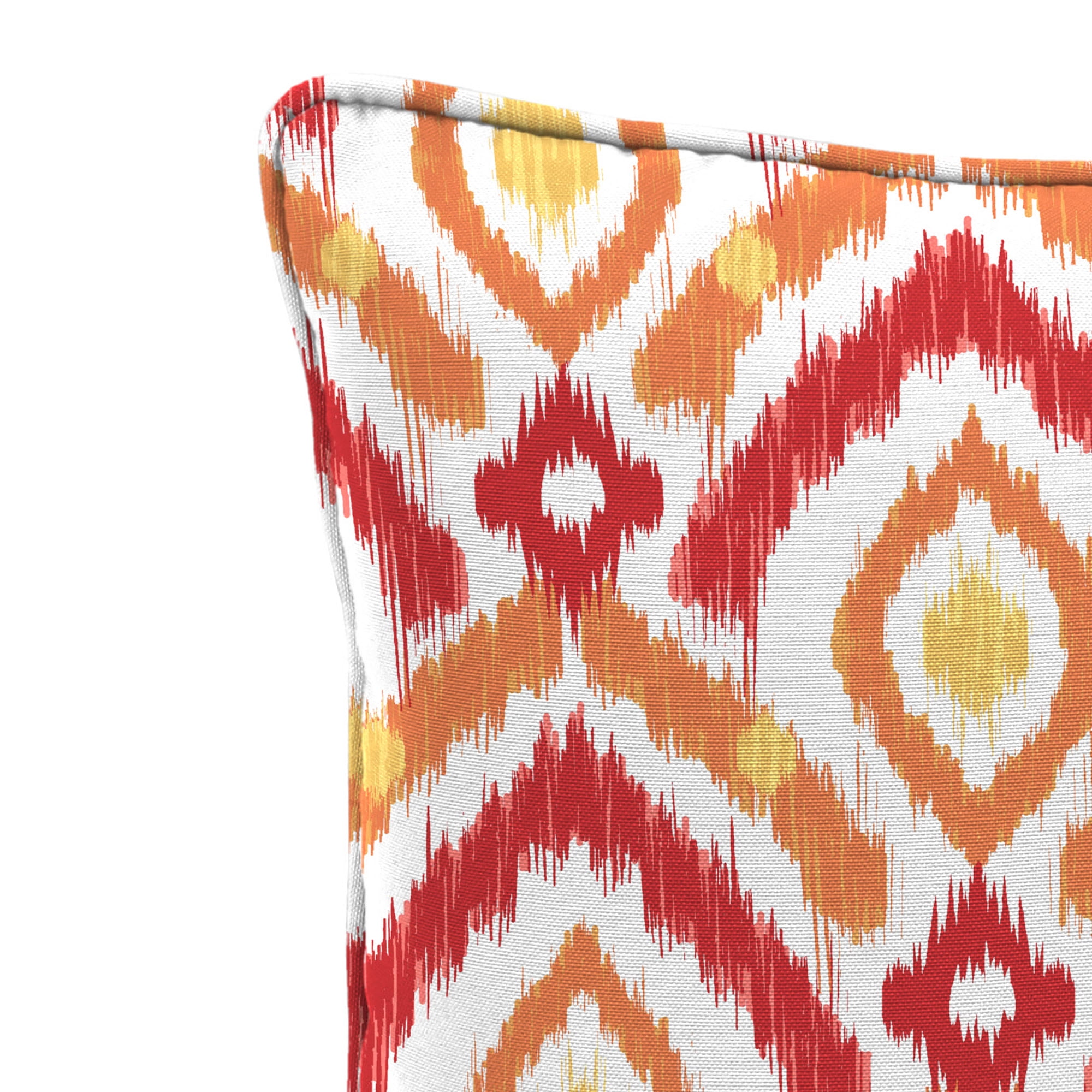 Jordan Manufacturing 16" x 16" Pitazzo Zinnia Orange Ikat Square Outdoor Throw Pillow with Welt (2 Pack)