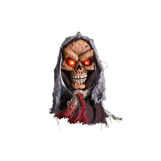 Cateissary Decoraciones de calaveras de Halloween de terror colgador de puerta de esqueleto activado por sonido casa embrujada Control de voz Kits de decoración para fiestas Café
